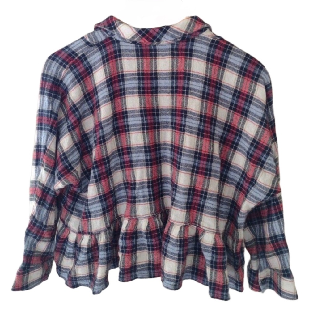 FREE PEOPLE Promise Everything Button Down Peplum Plaid Flannel Small - Picture 5 of 8